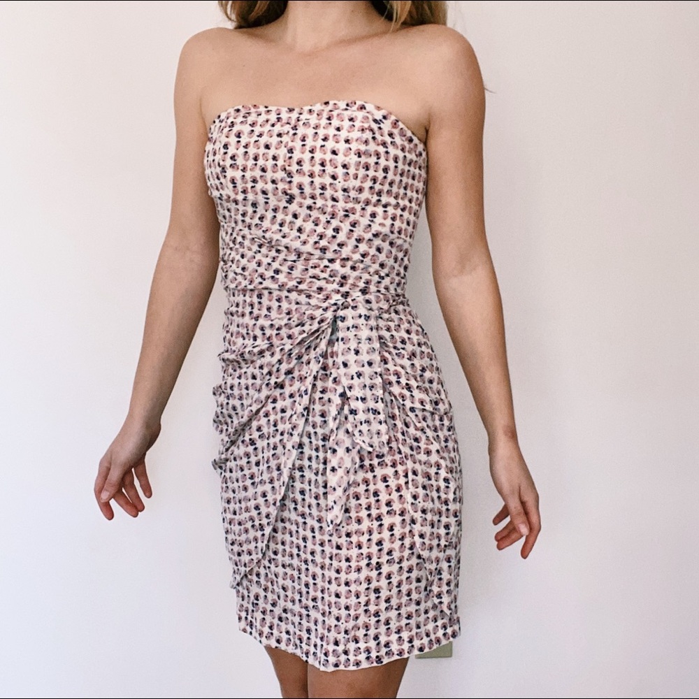 Pink navy blue & white pure silk Club Monaco dress